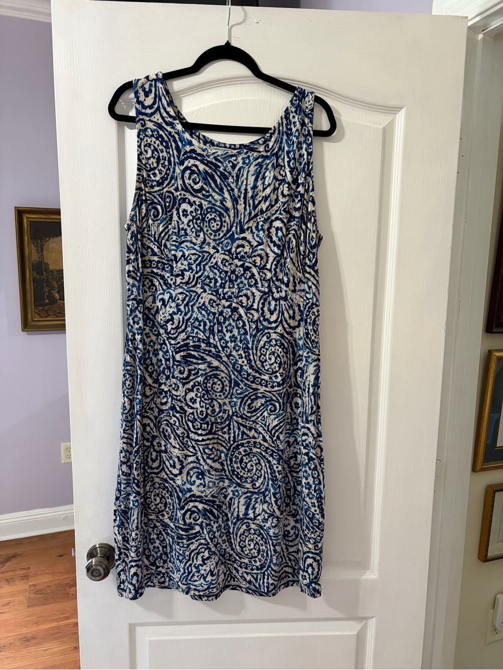 JM Collection Blue and White Paisley Midi Dress